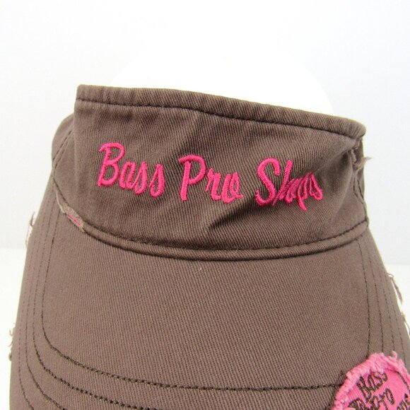 Bass Pro Shop Embroider Logo Women's Brown & Pink Adjustable Strap Back Visor - Picture 1 of 7